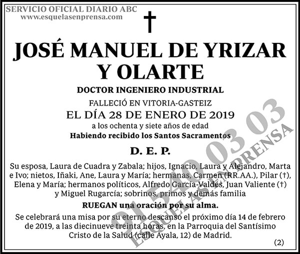 José Manuel de Yrizar y Olarte