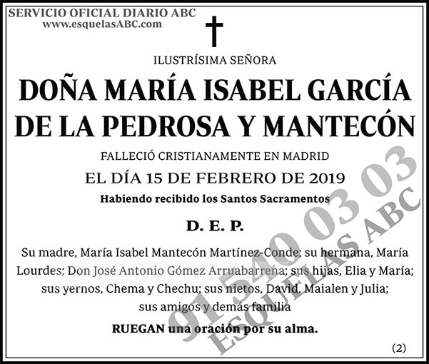 María Isabel García de la Pedrosa y Mantecón