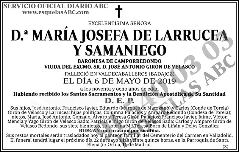 María Josefa de Larrucea y Samaniego