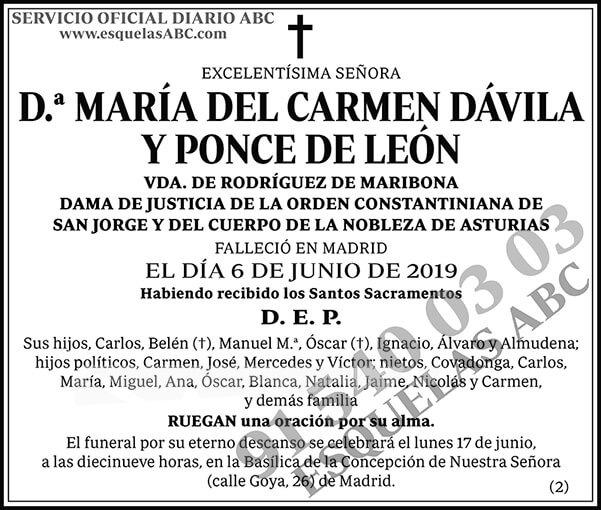 María del Carmen Dávila y Ponce de León