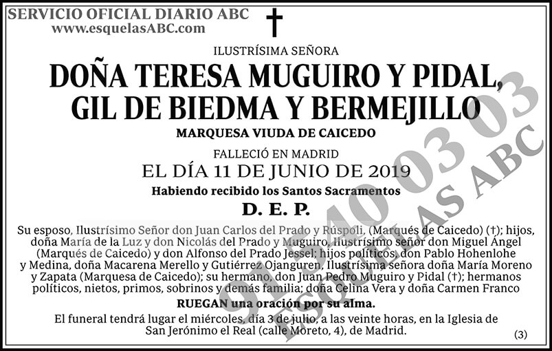Teresa Muguiro y Pidal Gil de Biedma y Bermejillo