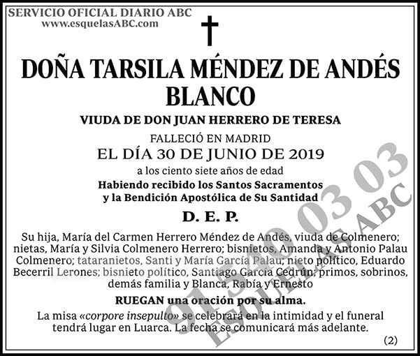 Tarsila Méndez de Andés Blanco