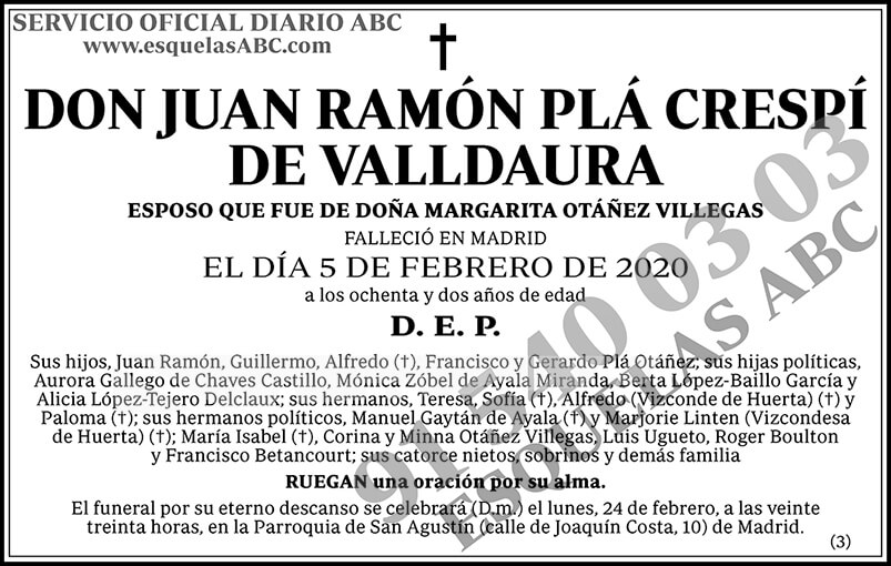 Juan Ramón Plá Crespí de Valldaura