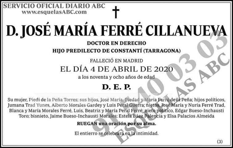 José María Ferré Cillanueva Esquelas ABC