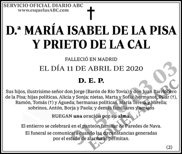 María Isabel de la Pisa y Prieto de la Cal