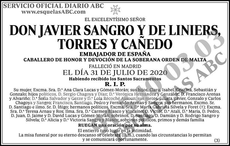 Javier Sangro y de Liniers Torres y Cañedo