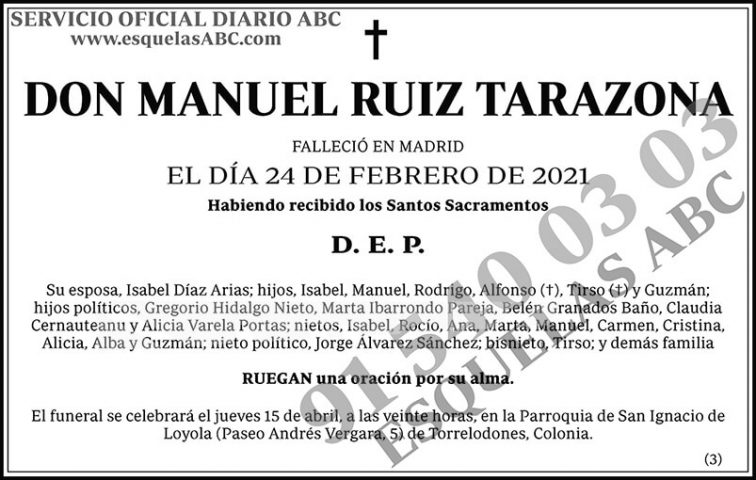 Manuel Ruiz Tarazona - Esquelas ABC