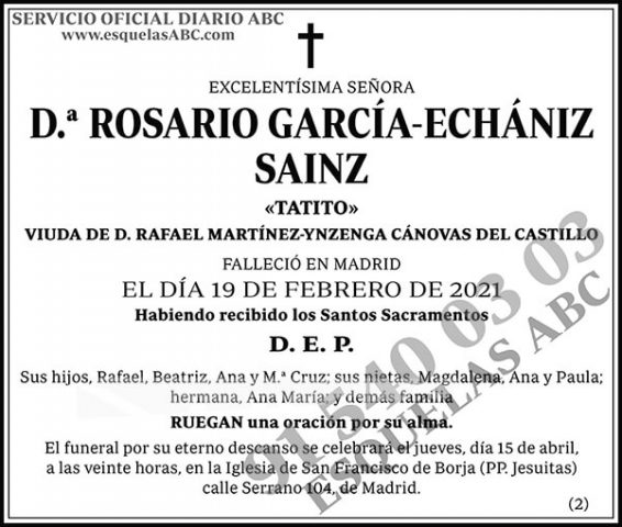 Rosario García-Echániz Sainz - Esquelas ABC
