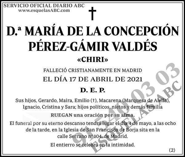 María de la Concepción Pérez-Gámir Valdés