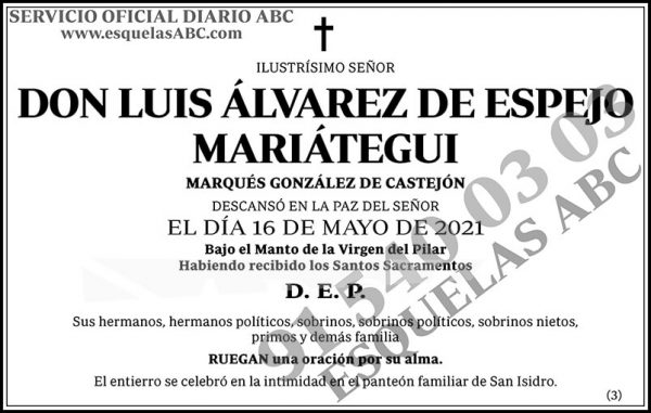 Luis Álvarez De Espejo Mariátegui - Esquelas Abc