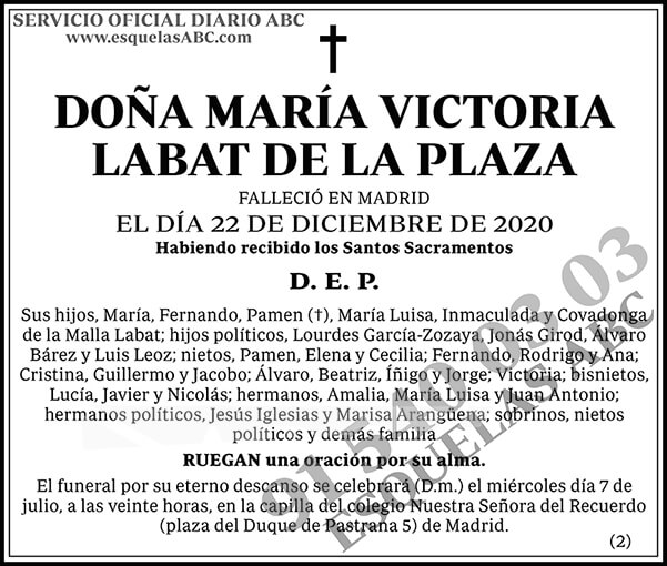 María Victoria Labat de la Plaza