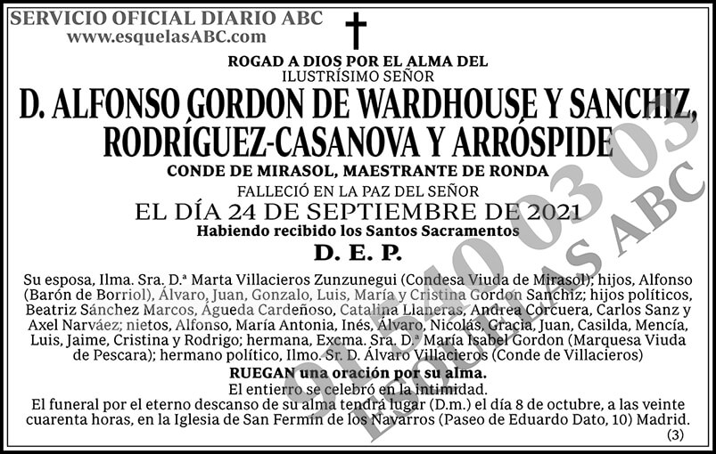 Alfonso Gordon de Wardhouse y Sanchiz, Rodríguez-Casanova y Arróspide