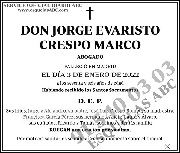 Jorge Evaristo Crespo Marco