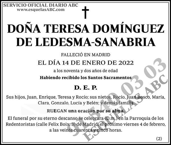 Teresa Domínguez de Ledesma-Sanabria