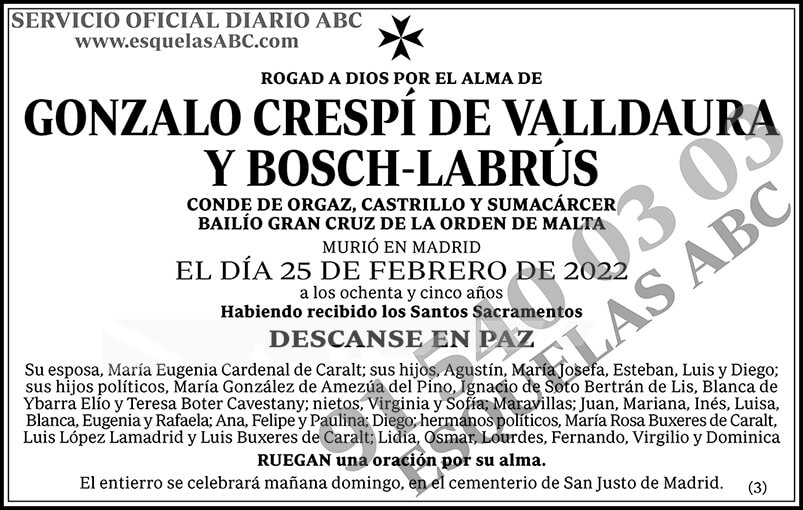 Gonzalo Crespí de Valldaura y Bosch-Labrús