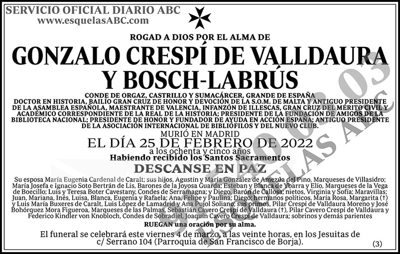 Gonzalo Crespí de Valldaura y Bosch-Labrús