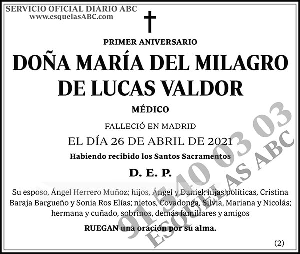 María del Milagro de Lucas Valdor