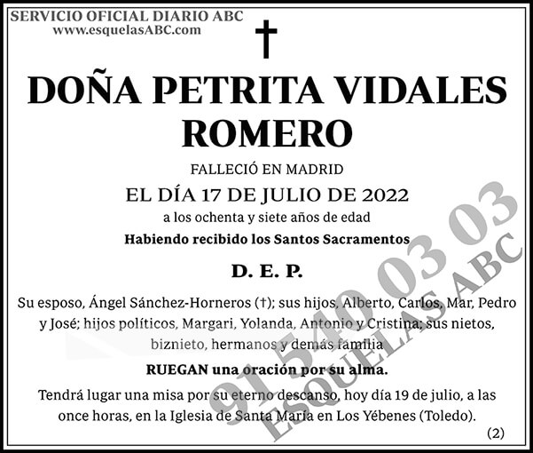 Petrita Vidales Romero
