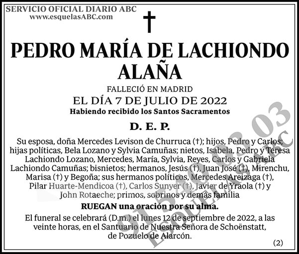 Pedro María de Lachiondo Alaña