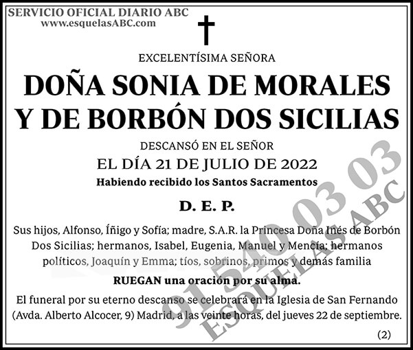 Sonia de Morales y de Borbón Dos Sicilias