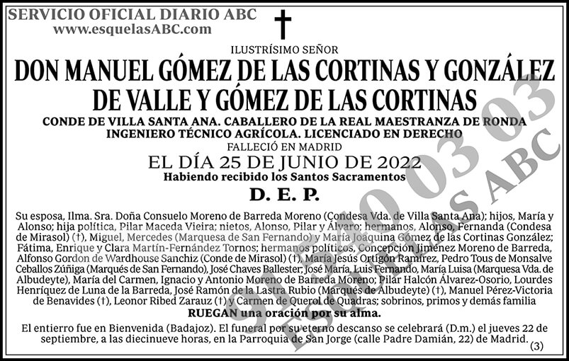 Manuel Gómez de las Cortinas y González de Valle y Gómez de las Cortinas