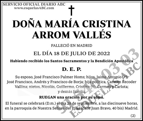 María Cristina Arrom Vallés