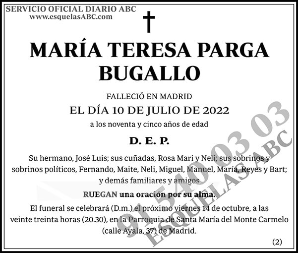 María Teresa Parga Bugallo