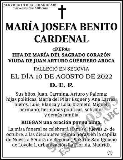 María Josefa Benito Cardenal