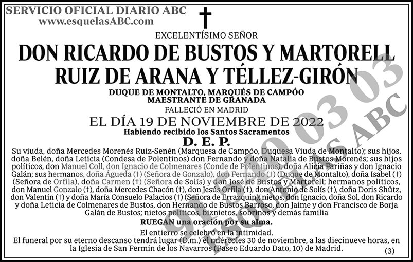 Ricardo de Bustos y Martorell Ruiz de Arana y Téllez-Girón