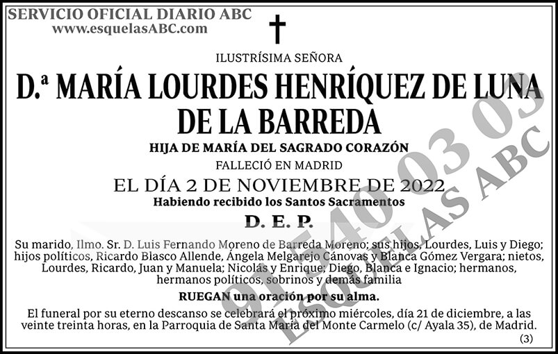 María Lourdes Henríquez de Luna de la Barreda
