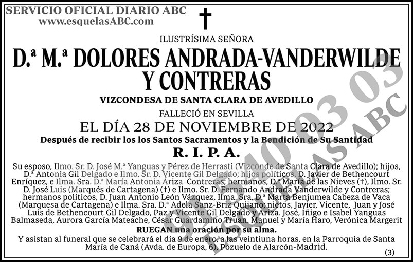 M.ª Dolores Andrada-Vanderwilde y Contreras