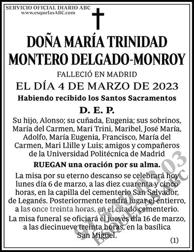 María Trinidad Montero Delgado-Monroy