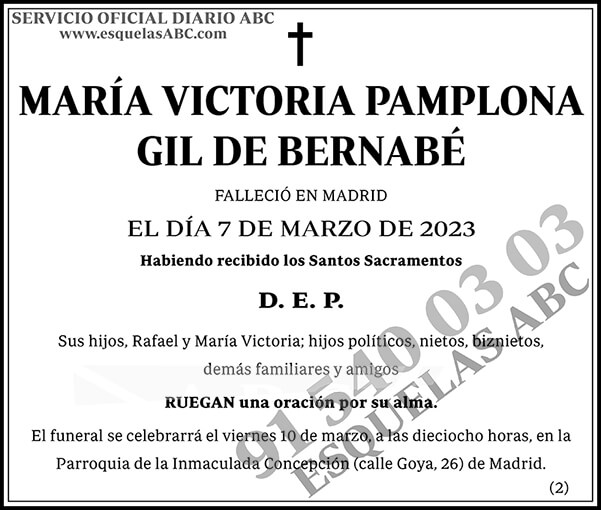 María Victoria Pamplona Gil de Bernabé