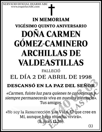 Carmen Gómez-Caminero Archillas de Valdeastillas