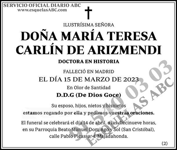 María Teresa Carlín de Arizmendi