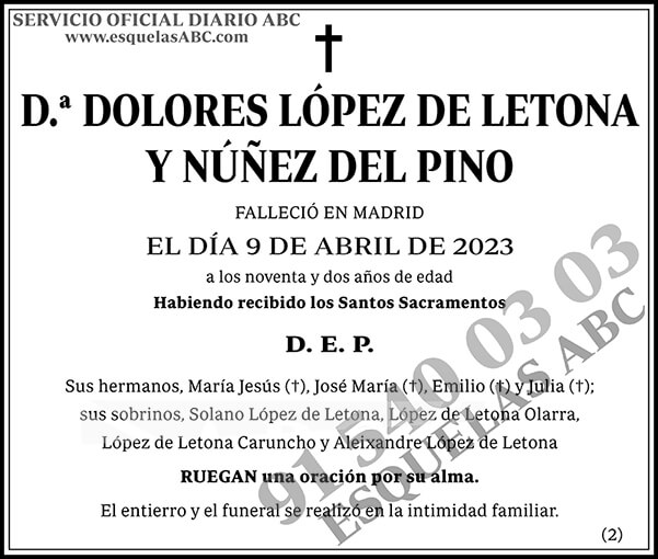 Dolores López de Letona y Núñez del Pino