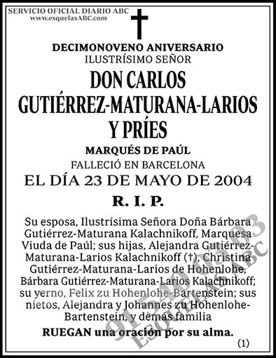 Carlos Gutiérrez-Maturana-Larios y Príes