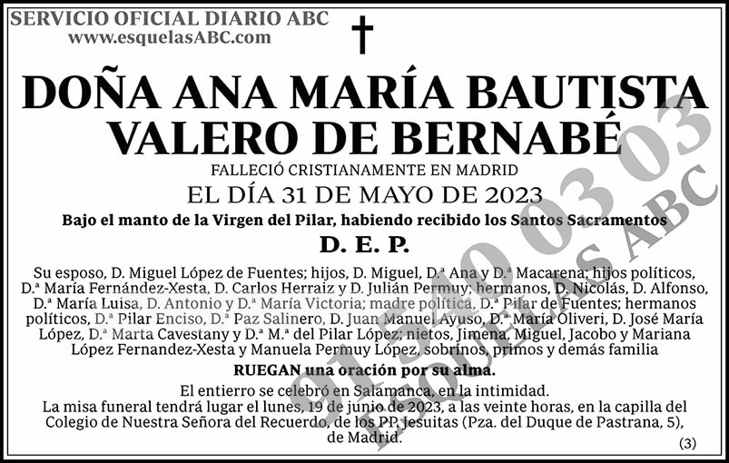 Ana María Bautista Valero de Bernabé