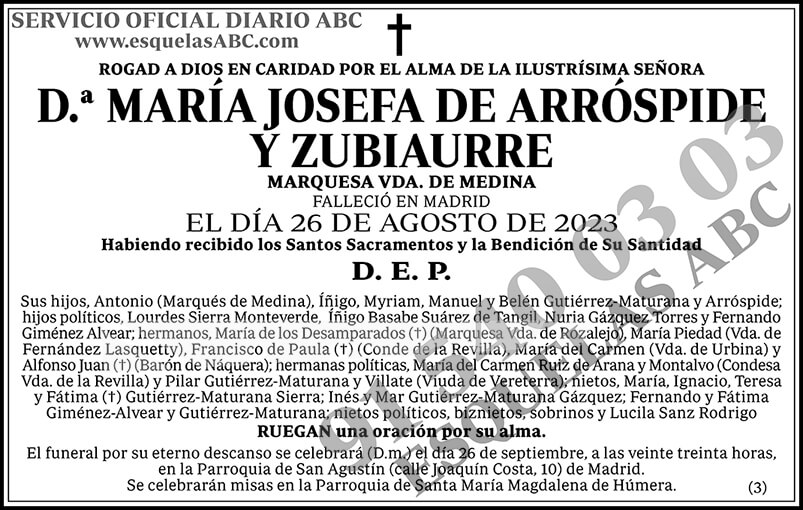 María Josefa de Arróspide y Zubiaurre