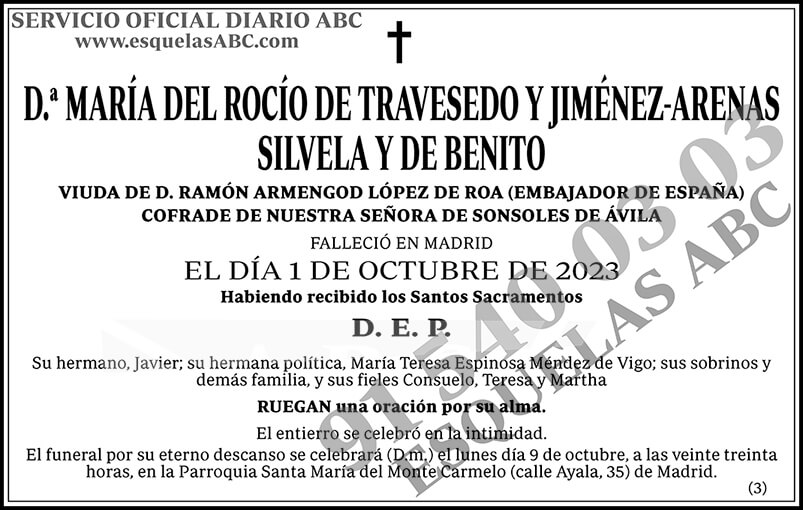 María del Rocío de Travesedo y Jiménez-Arenas Silvela y de Benito