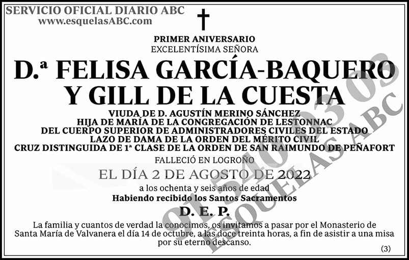 Felisa García-Baquero y Gill de la Cuesta