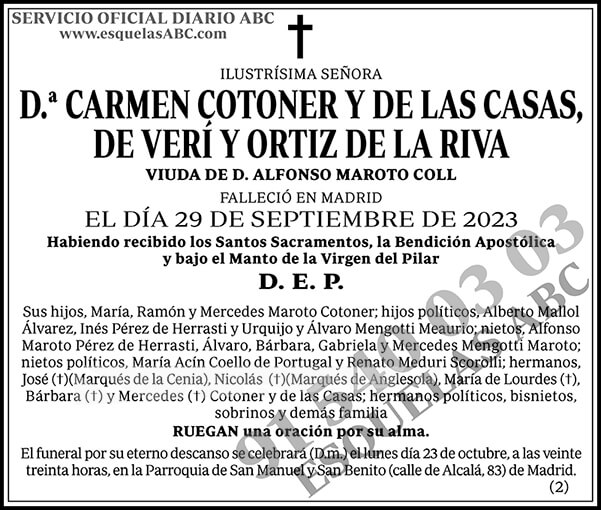 Carmen Cotoner y de las Casas, de Verí y Ortiz de la Riva