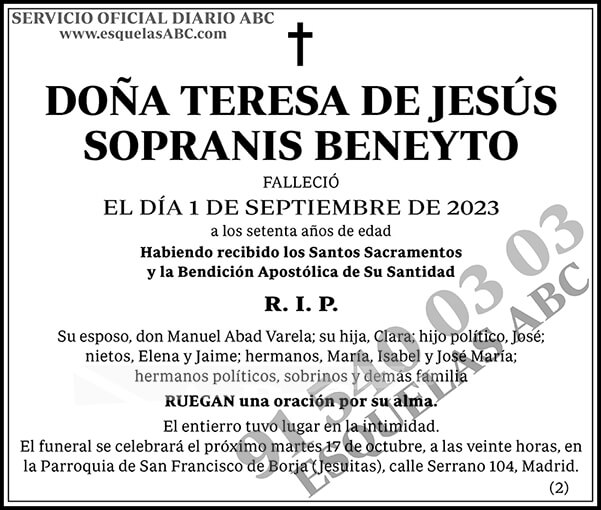 Teresa de Jesús Sopranis Beneyto