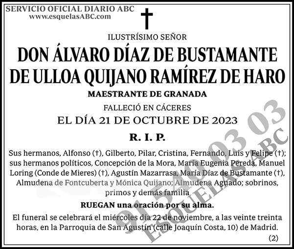 Álvaro Díaz de Bustamante de Ulloa Quijano Ramírez de Haro
