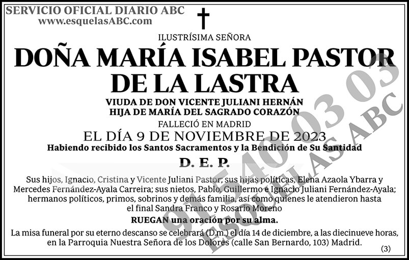 María Isabel Pastor de la Lastra