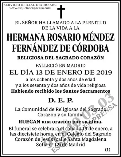 Hermana Rosario Méndez Fernández de Córdoba