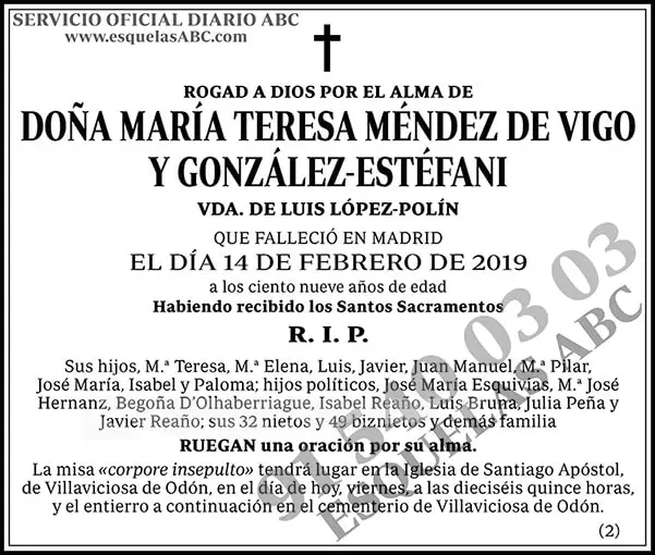 María Teresa Méndez de Vigo y González-Estéfani