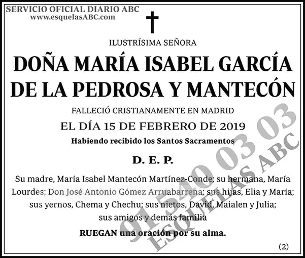 María Isabel García de la Pedrosa y Mantecón