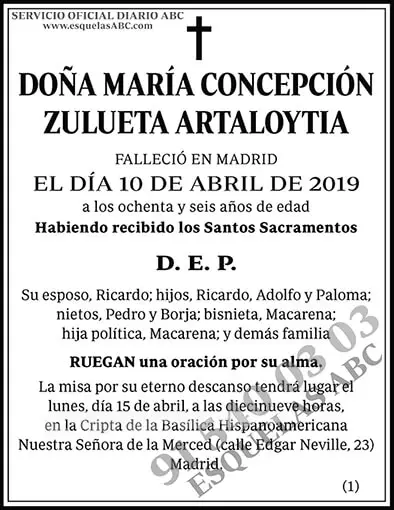 María Concepción Zulueta Artaloytia