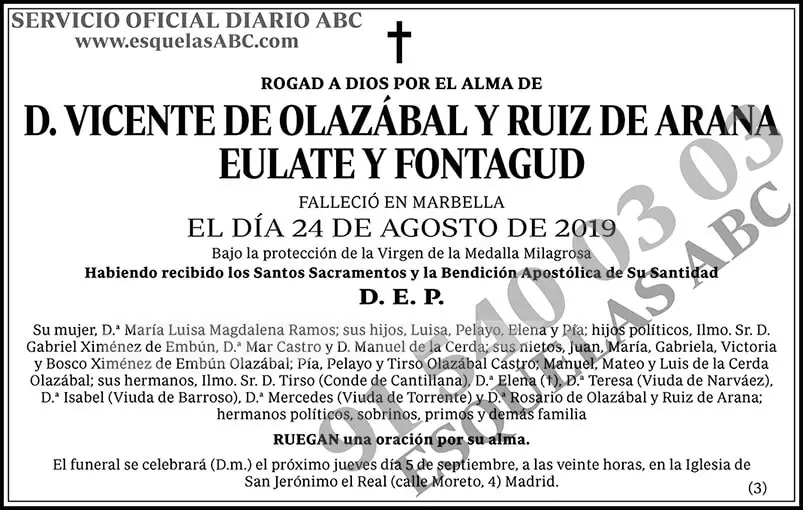Vicente de Olazábal y Ruiz de Arana Eulate y Fontagud